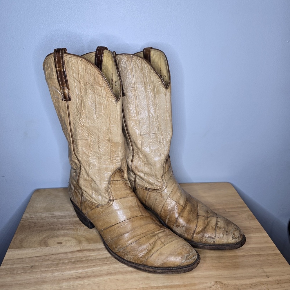 Vintage Nacoma Tan Patchwork Leather Mens 9 Cowboy